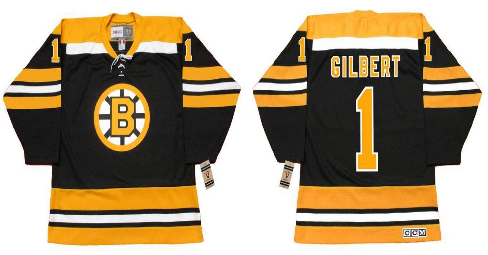 2019 Men Boston Bruins #1 Gilbert Black CCM NHL jerseys->boston bruins->NHL Jersey